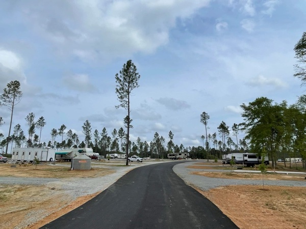 Peaceful pine-shaded RV sites at Southern Pines RV Park