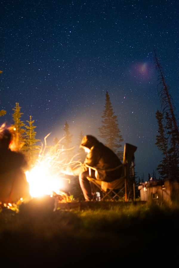 Snowbird RVers enjoying a campfire